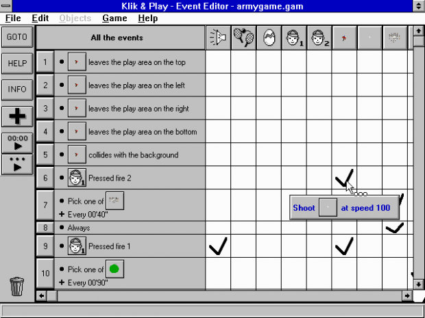 Klik & Play's event editor
